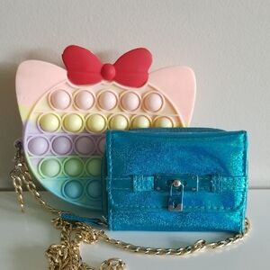 Shimmering Blue Kids Wallet with Pop It Purse👛